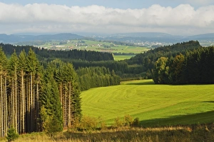 High Angles Prints: View of forest and Breitenberg in the distance, Bavaria, Germany, Europe