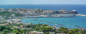 Blue Water Prints: View of Forio from Giardini la Mortella Botanical Gardens