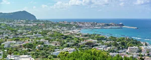 Sea View Prints: View of Forio from Giardini la Mortella Botanical Gardens