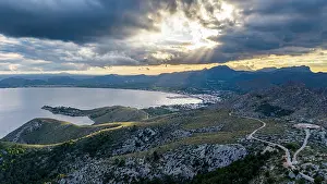 Balcony Prints: View of Formentor peninsula with ocean and clouds in Mallorca, Spain