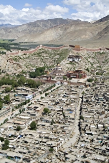 View from Fort, including Kumbum, Gyantse, Tibet, China, Asia