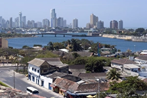 Cartagena Prints: View from Fort San Felipe towards Boca Grande, Cartagena, Colombia, South America