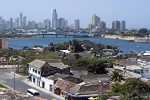 View from Fort San Felipe towards Boca Grande, Cartagena, Colombia, South America