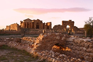Forum Prints: View to Forum and Capitol at the Roman ruins of Sbeitla, Tunisia, North Africa, Africa