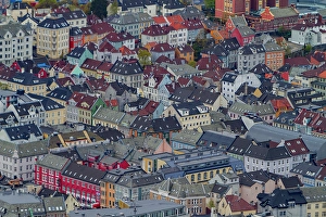 Vestland Prints: View from the funicular overlooking the city of Bergen, Vestland, Norway