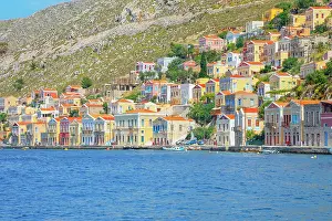 Settlement Prints: View of Gialos Harbour, Gialos, Symi Island, Dodecanese Islands, Greece