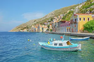 Dodecanese Prints: View of Gialos Harbour, Gialos, Symi Island, Dodecanese Islands, Greece