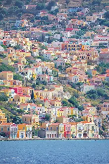Dodecanese Prints: View of Gialos Harbour, Gialos, Symi Island, Dodecanese Islands, Greece