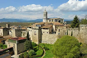 Old City Prints: View of Girona from the walkway on the ramparts of the old city
