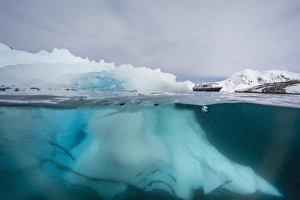 Split View Prints: Above and below view of glacial ice near Wiencke Island