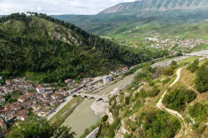 Albania Prints: View of Gorica bridge crossing the River Osumi
