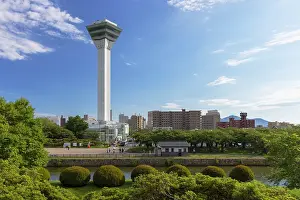 Hokkaido Prints: View of Goryokaku Tower from Goryokaku Park in Hakodate