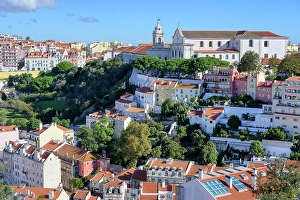 Destinations Prints: View over the Graca Convent and Church, Lisbon, Portugal