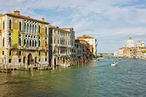 Vacation Destination Prints: A view of the Grand Canal opening out into the lagoon seen from the Ponte de l'Accademia with Palazzo Franchetti