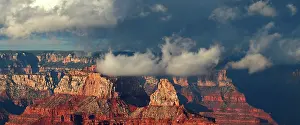 Wonders Prints: View of the Grand Canyon with clouds from the South Rim in Arizona during the afternoon