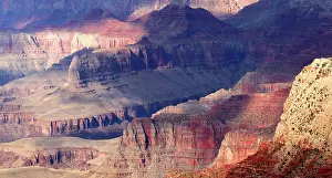 Wonders Prints: View of Grand Canyon from the South Rim showing rock formations and shadows in the landscape during daytime