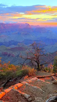 Wonders Prints: View of Grand Canyon with sunset colors from South Rim