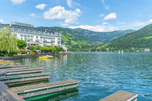 Azure Prints: View of the Grand Hotel and Lake Zell on a sunny day