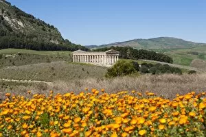 Images Dated 15th March 2008: View over the Greek Doric Temple, Segesta, Sicily, Italy, Europe