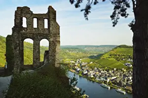 Architectural History Prints: View from Grevenburg Castle of Traben-Trarbach and Moselle River (Mosel)