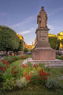 Public Park Prints: View of Guido Monaco statue in Guido Monaco Square