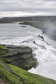 Gullfoss Prints: View of Gullfoss (Golden waterfall) on the Hvita River, Iceland, Polar Regions
