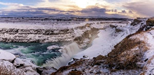 Gullfoss Prints: View of Gullfoss Waterfall on the Hvita River in winter, Western Region, Iceland