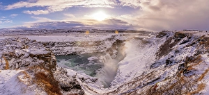 Gullfoss Prints: View of Gullfoss Waterfall on the Hvita River in winter, Western Region, Iceland