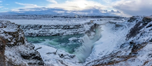 Gullfoss Prints: View of Gullfoss Waterfall on the Hvita River in winter, Western Region, Iceland