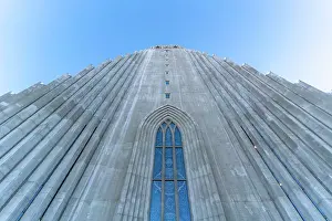 Concrete Prints: View of Hallgrimskirkja Church in the city centre of Reykjavik in winter