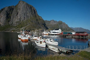 View of Hamnoya Harbour, Lofoten Islands, Nordland, Norway, Scandinavia, Europe