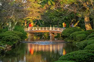 Lovely Prints: View of Hanami-Bashi (Flower Viewing Bridge) in Kenrokumachi Japanese Garden
