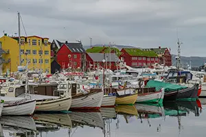 Torshavn Prints: View of the harbor in the town of Torshavn on Streymoy Island in the Faroe Islands