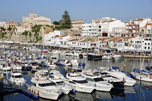 Menorca Prints: View over harbour and Ayuntamiento de Ciutadella, Ciutadella, Menorca, Balearic Islands