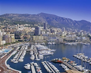 Anchoring Prints: View over the harbour and city, Monte Carlo, Monaco, Cote d Azur, Europe
