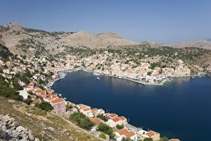 Rhodes Prints: View over the harbour from hillside