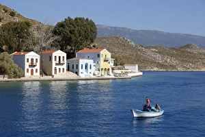 View of harbour, Kastellorizo (Meis), Dodecanese, Greek Islands, Greece, Europe