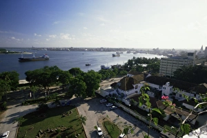 Dar Es Salaam Prints: View of the harbour from the Kilimanjaro Hotel on Kivukoni front, Dar es Salaam