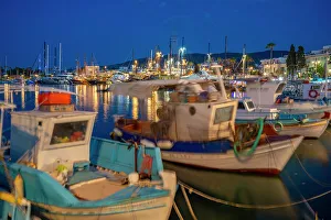 Kos Town Prints: View of the harbour in Kos Town at dusk, Kos, Dodecanese, Greek Islands, Greece, Europe