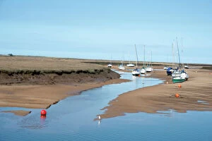 Typically English Gallery: View of the harbour at low tide, morning, Wells-next-the-Sea, North Norfolk, England
