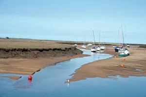 Traditionally English Gallery: View of the harbour at low tide, morning, Wells-next-the-Sea, North Norfolk, England