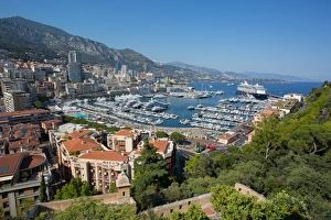 Crowded Prints: View of Harbour, Monaco, Mediterranean, Europe