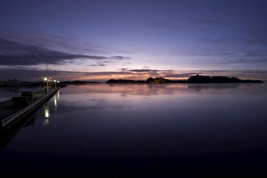 View from the harbour of the old fortress at dawn