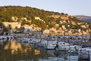 Soller Prints: View across the harbour at sunset, Port de Soller, Mallorca, Balearic Islands