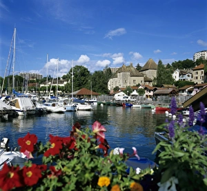 Lake Geneva Prints: View over harbour, Thonon-Les-Bains, Lake Geneva (Lac Leman), Rhone Alpes, France, Europe