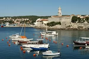 View over harbour and town, Krk Town, Krk Island, Kvarner Gulf, Croatia, Adriatic, Europe