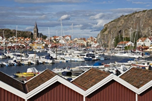 Swedish Culture Prints: View over harbour and Vetteberget cliff, Fjallbacka, Bohuslan Coast, Southwest Sweden