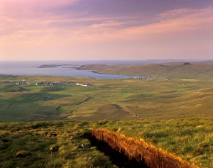 Shetland Prints: View of Haroldwick from Sothers Field at dawn