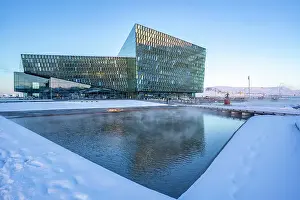 Centre Prints: View of Harpa Concert Hall and Conference Centre in the city centre in winter