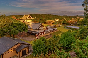 Ishikawa Prints: View of Hashizume-mon Gate and garden at sunset